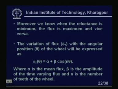 (Refer Slide Time: 39:03) Moreover, we know that when the reluctance is minimum the flux is maximum and vice versa; that I have explained to you already.