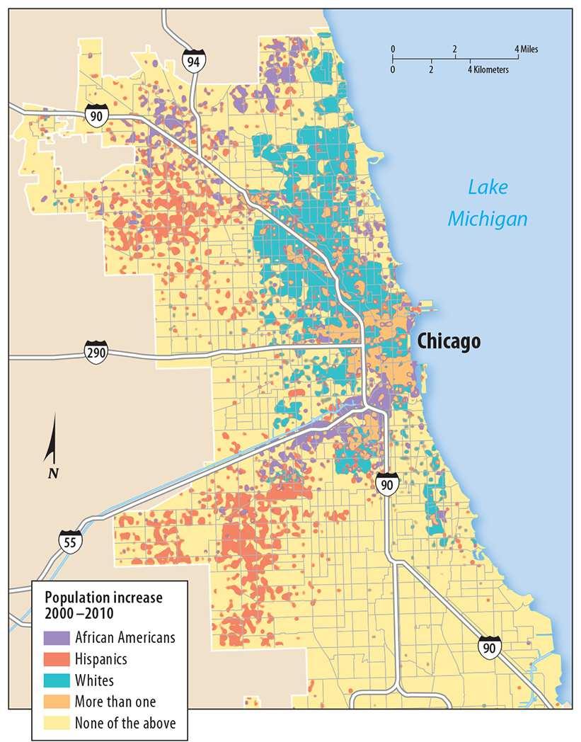 Urban Demographic Change: Chicago Figure 13-63: Chicago s African American and Hispanic