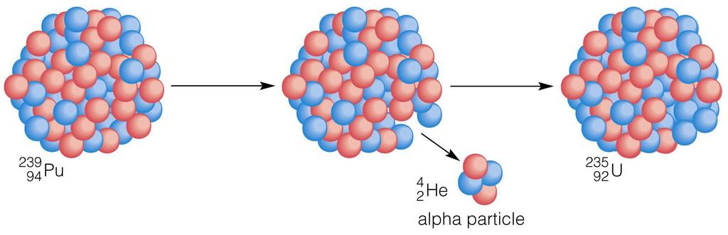 Alpha Decay In the above illustration, the plutonium-239 nucleus undergoes
