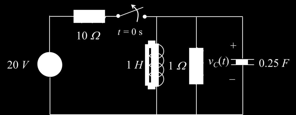 Question 12: In the circuit above, the switch has been closed for a long time and opens at t = 0 +, find at t = 0 + (1) (3) (5) (7) (9) dv dv dv dv dv C dt C dt C dt C dt C dt t t t t t t0