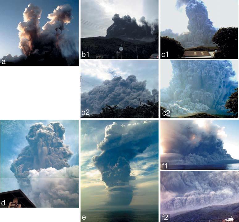208 Fig. 3 Photographs of the eruptions during July August 2000 at Miyakejima. a Phreatic explosion on the evening of 8 July 2000, taken by T. Aotani.