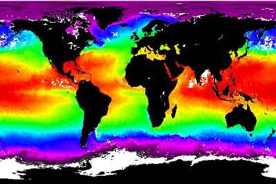 Surface Ocean Temperatures Cold near poles Hot near equator