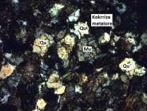 2 mm making 60 % of the total mass of tested sample; plagioclase-anorthite 7-10 % (Fig. 13); mica grains (muscovite) up to 2-3 % (Fig.