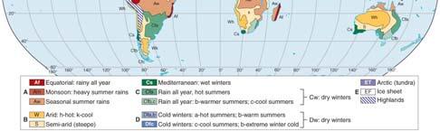 tropical/midlatitudes Semi-arid tropical/midlatitudes the C climates are generally moderate and
