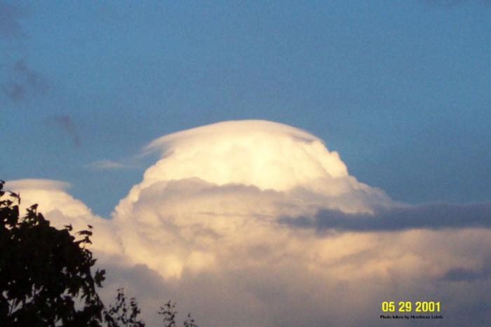 Pileus or cap cloud Like a lenticular cloud, but
