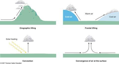 Diurnal Variation of Visibility Lifting Mechanisms that form Clouds A fog layer is reported whenever the horizontal visibility at the surface is less than 1 km.