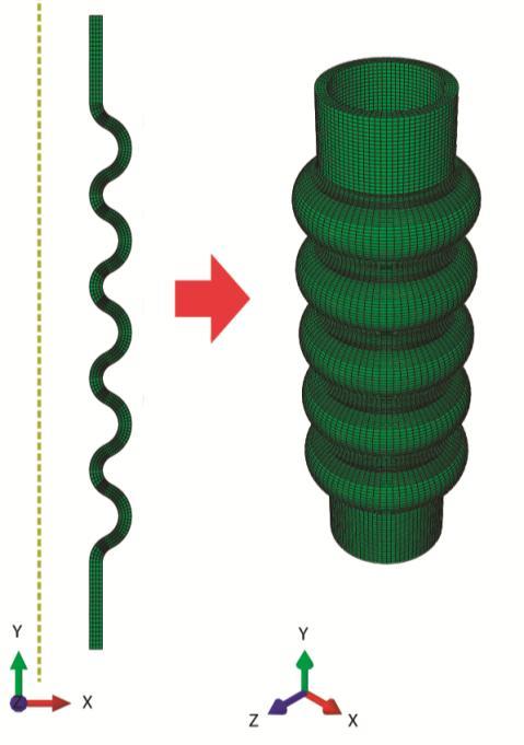 deformation of 15 mm in its own axis direction (Figure 4). Firstly, a simulation with Elastic material model with E=29.