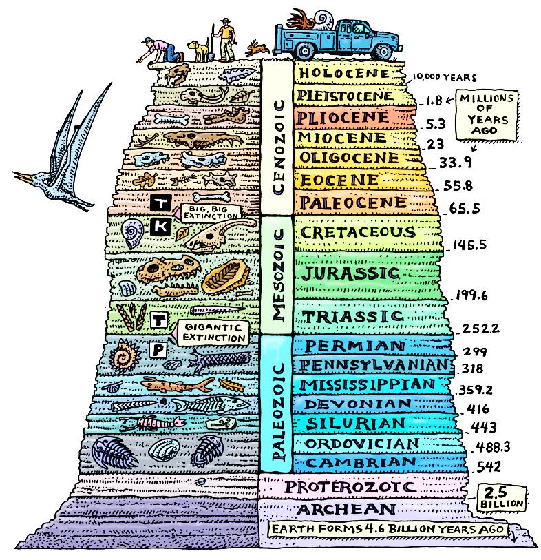 Mesoproterozoic, and Neoproterozoic eras; and finally, the Phanerozoic eon is divided into the Paleozoic, Mesozoic, and Cenozoic eras.