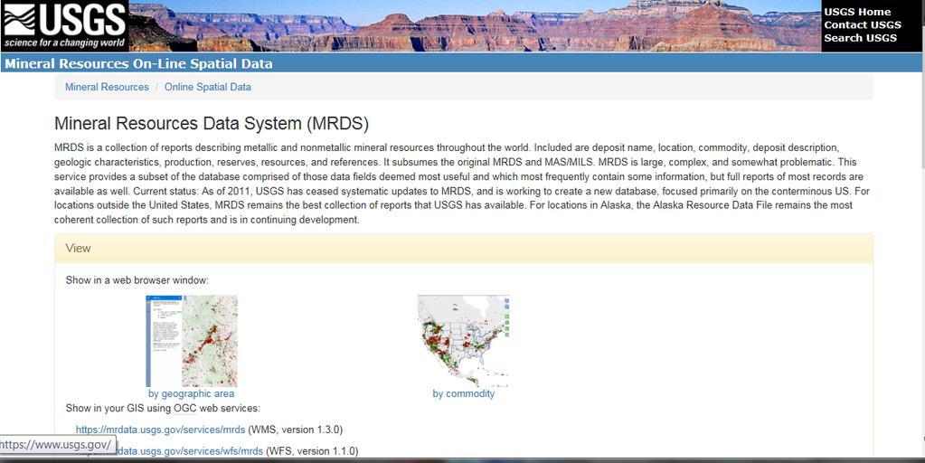 USGS MRDS, Mineral