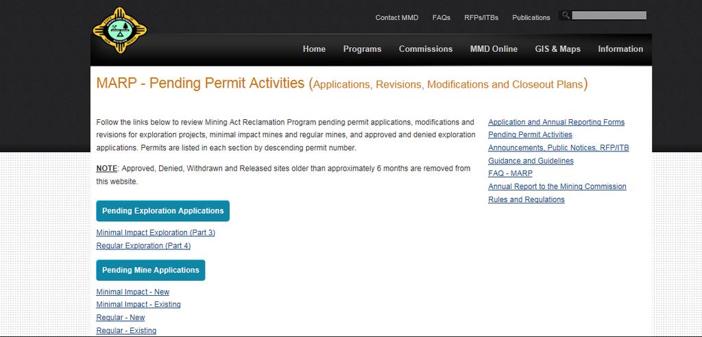 NMMMD active mines and permits