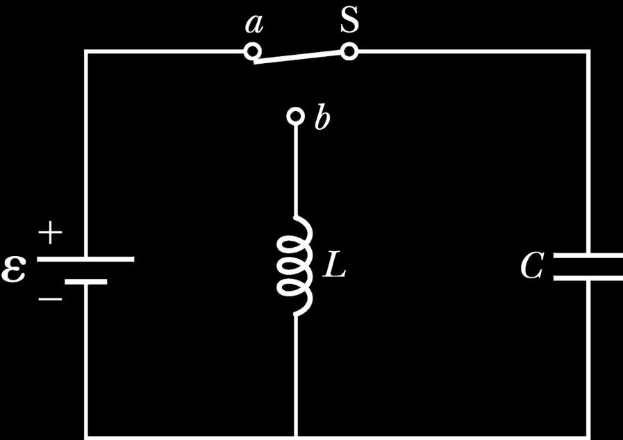 Example 32.6 In Figure 32.14, the battery has an emf of 12.0 V, the inductance is 2.81 mh, and the capacitance is 9.00 pf.
