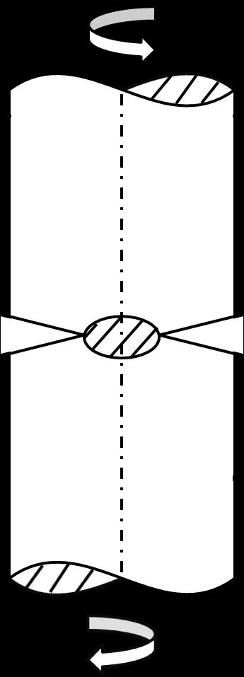 cylinder of diameter D with an external crack of diameter d submitted to a torque T.