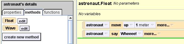 The next thing is to make the astronaut float around the