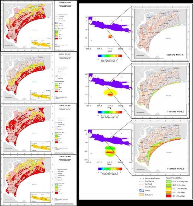 Tsunami Hazard maps - LAPAN Based on single modelled tsunami scenario produced by BPPT 8.