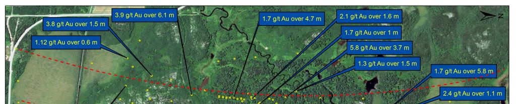 Launay Property 3 km gold trend Mineralization corridor Highway Zone 75 Zone Principale