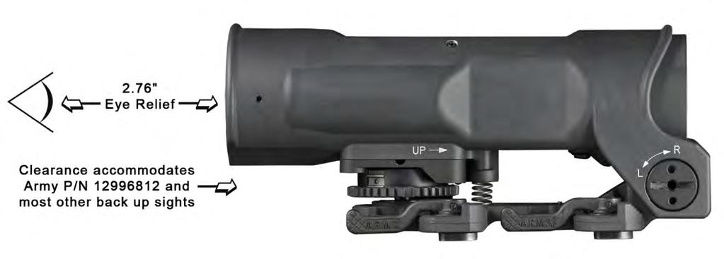 Figure 1-2 Long eye relief facilitates use with most back up iron sights. 1.2 Technical Specifications (Nominal) Specification Fixed Magnification(s) 4.