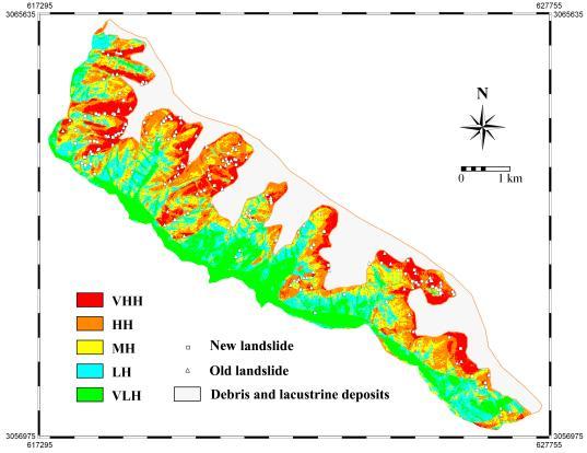 rainfall was basically responsible for large-scale landsliding. Fig. 9 Comparison of the landslide triggering; a.