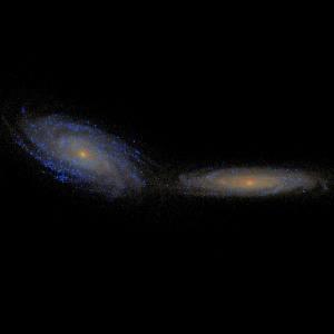 Galaxy Merger Simulation Visualized with Sunrise This image and the following video shows a merger between two Sbc galaxies, each simulated with 1.7 million particles using Gadget.