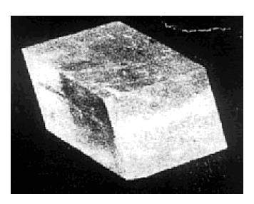17. The photograph below shows a broken piece of the mineral calcite. 26. The photograph below shows a piece of halite that has been recently broken.