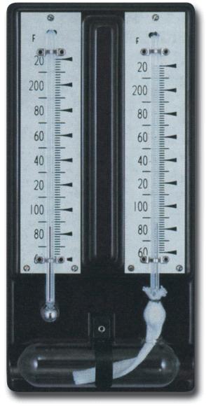 thermometer with a wet sensing bulb.