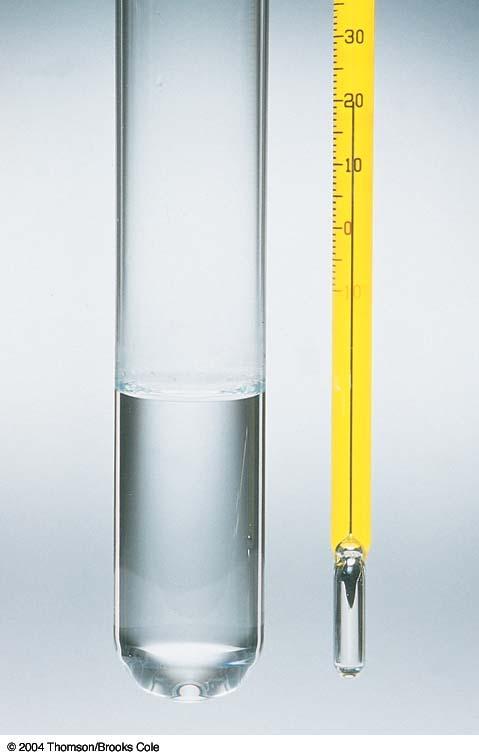 material in the capillary tube expands as it