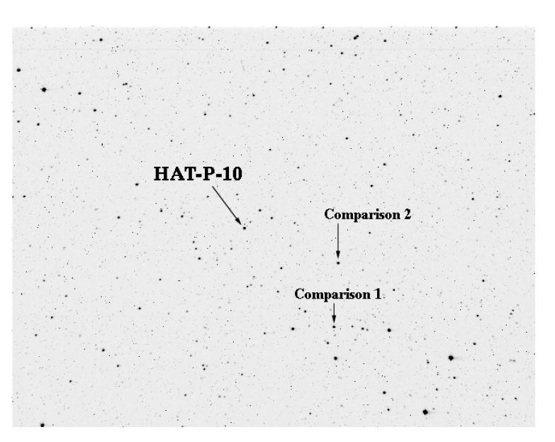 Step 3 Locate HATP-10 and two comparison stars on this image using the star chart. Step 3 Measuring the brightness of a star Click on the magnifying glass icon at the top left of the image.