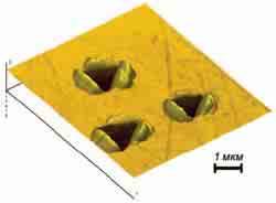 Manipulating atoms and molecules by AFM: 1. NANOINDENTATION the surface of a sample is displaced as pressure is applied by the tip of an AFM probe.
