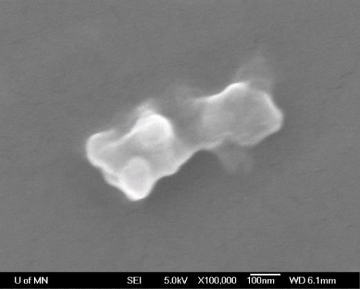 copolymer d m = 285 nm Figure 5-12: SEM image and mass particle size distribution