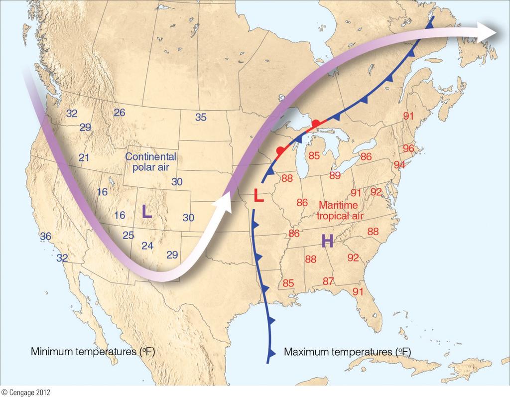 What is the impact of mt air masses originating in the Gulf of Mexico?