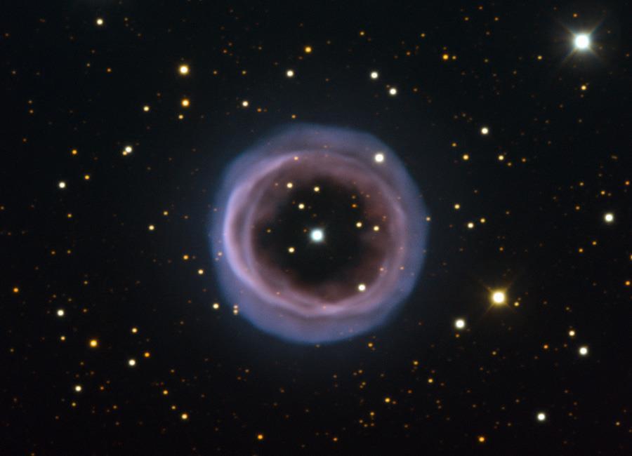 This particular planetary nebula, pictured above and designated Shapley 1 after the famous astronomer Harlow Shapley, has a very apparent annular ring like structure.