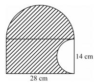 From a solid cylinder of height 20 cm and diameter 12 cm, a conical cavity of height 8 cm and radius 6 cm is hollowed out. Find the total surface area of the remaining solid. [Use π = 22 ] 7 Q30.