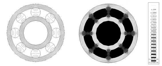 3) and flux density colour map (fig. 4), put in view the most exposed parts of the bearing. Obviously, the two rings represent the main pathways.