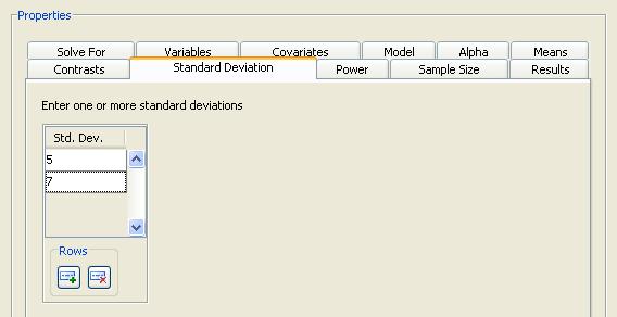 The Example 6557 Standard Deviation Click the Standard Deviation tab to specify one or more conjectured error standard deviations.