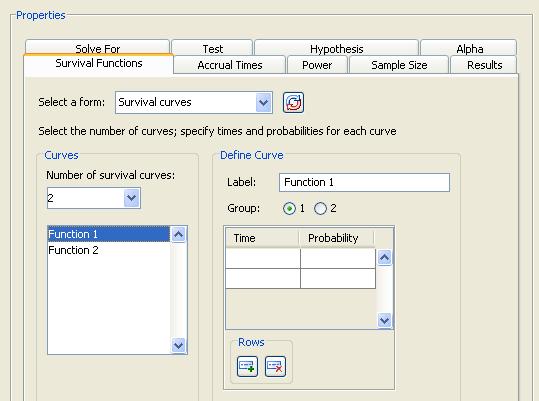 The Example 6573 Figure 78.82 Survival Functions Tab with Number of Curves Examine the input alternatives available in the Select a form list.