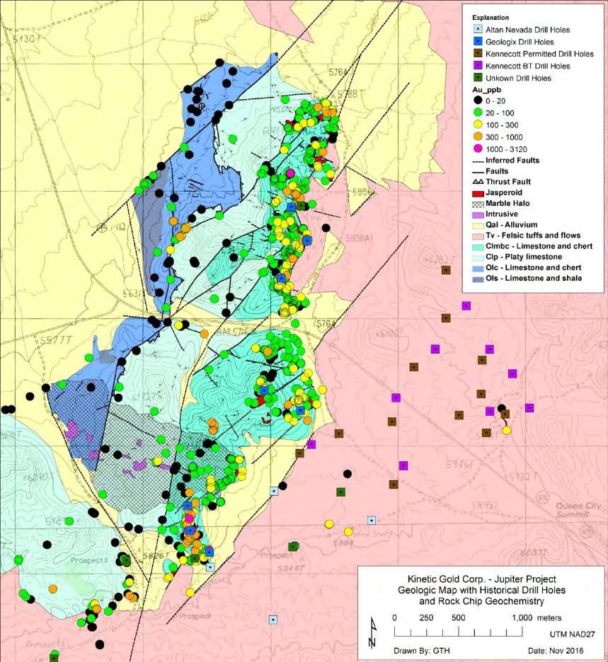 Drill Target Areas Cambrian/Ordovician Unconformity Carlin-style mineralization in Fe-rich karst environment with lms/dol contacts?, terra rossa?