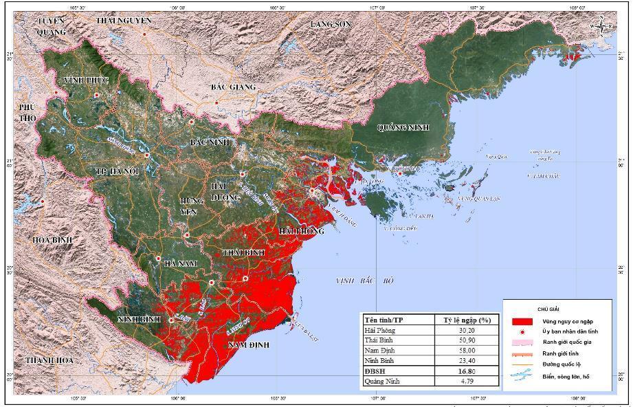 Inundation Risk due to Sea Level Rise Red River Delta and Quảng Ninh If sea level rise 100cm, 4.