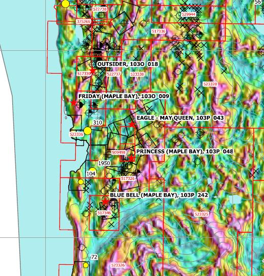 Numerous untested geophysical anomalies are prime exploration targets in order to develop further tonnage MAPLE BAY VEIN SYSTEMS Eagle-May Queen The Eagle-May Queen vein is located about 1.