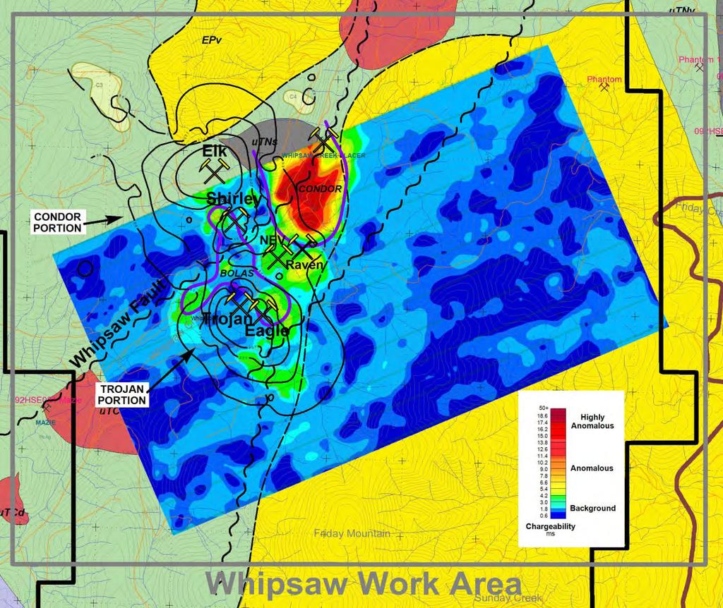 GEOPHYSICS A 3D IP survey has discovered approximately two cubic kilometres of rock that contains chargeable mineralization associated with the Trojan-Condor Copper Target.