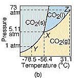 7. Answer the questions below that refer to the figure. a. What is the temperature and pressure at the triple-point for ca