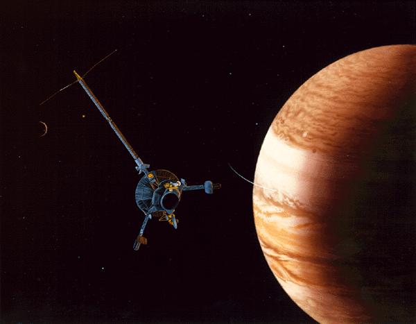 The Galileo Orbiter and Probe! The Galileo spacecraft arrived at Jupiter on Dec.