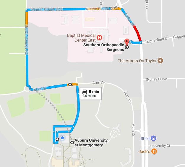 will be on the right Directions from AUM Athletic Complex to