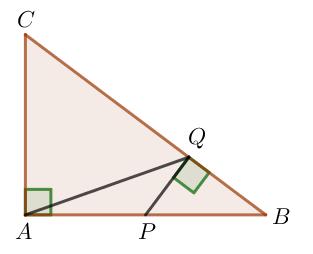 MQ11. You Better Ask Ptolemy ABC is a right triangle. The point P is placed on side AB in such a way that AP = PB = 2. We also have AC = 3.