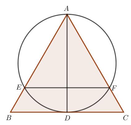 MQ3. Triangle and Circle The altitude AD of the equilateral triangle ABC is the diameter of a circle intersecting AB and AC at E and F,
