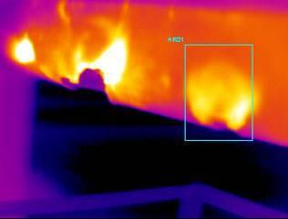 A) Damage to side of girder. B) Thermal image. C) Damage to tension face.