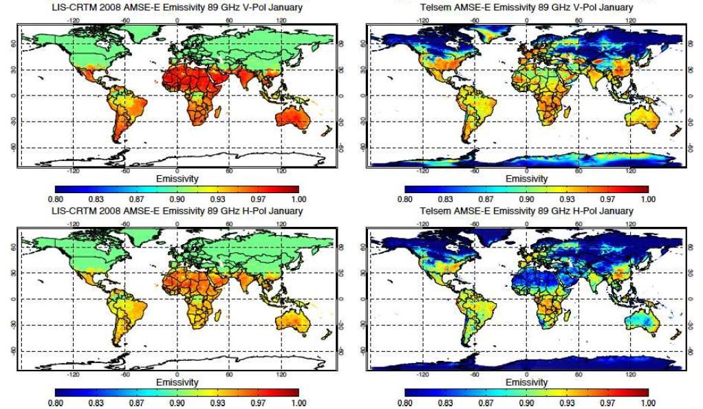 The land and sea-ice emissivity Comparison model and satellite-derived land surface