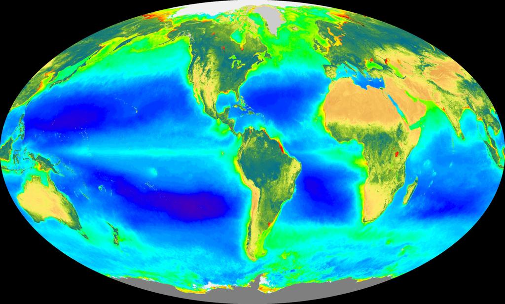 Global Distribution of Chl-a Concentration Biological Desert Subpolar gyre: 15-150