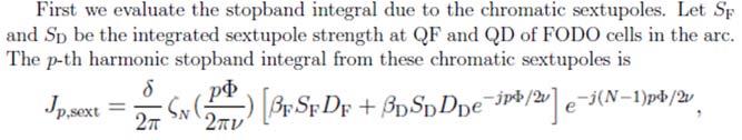 Effect of the chromatic stopban on chromaticit Effect of setupoles on the chromatic stopband integrals The stopband integral is ero or small if NΦ/π =
