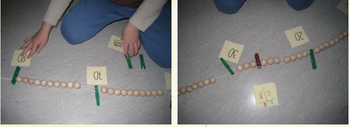 Številski trak iz kroglic Cilj aktivnosti je, da učenci opremijo številski trak iz lesenih kroglic z ustreznim številskim simbolom.