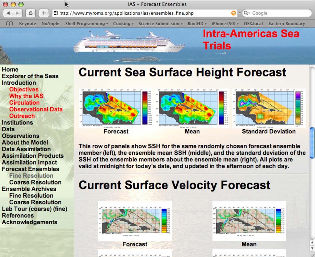 Figure 5: An image of the on-line real Intra-Americas ocean forecasting system (Powell et al., 2007).