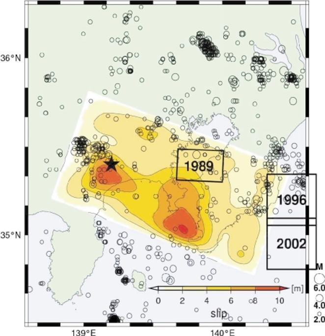 268 R. KOBAYASHI AND K. KOKETSU: SOURCE PROCESS OF THE 1923 KANTO EARTHQUAKE Fig. 8. Seismicity and slip distribution. Aftershock distribution in three years after the main shock.